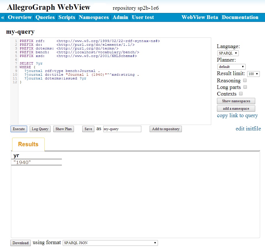 Query results
