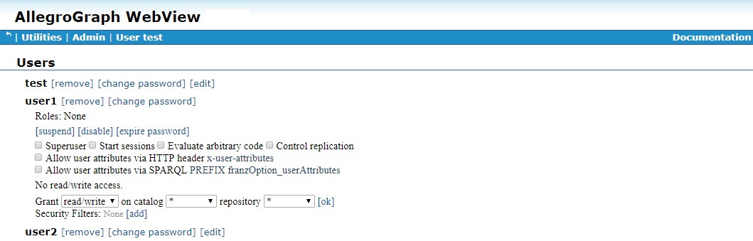 User permissions