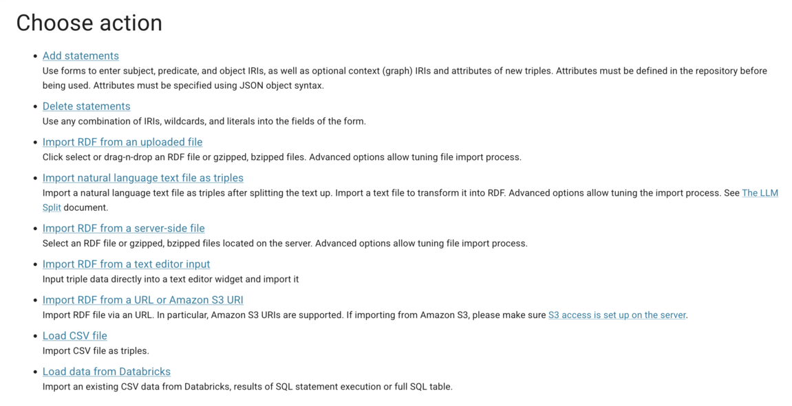 Add, delete, import data page